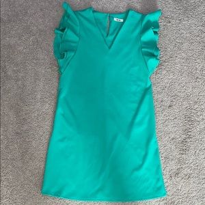 Kelly Green Midi Dress with Ruffle Sleeves